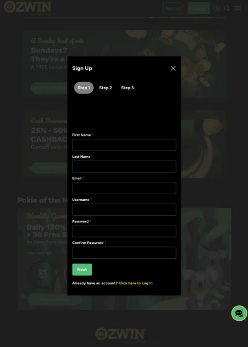 >Sign-Up Ozwin Casino